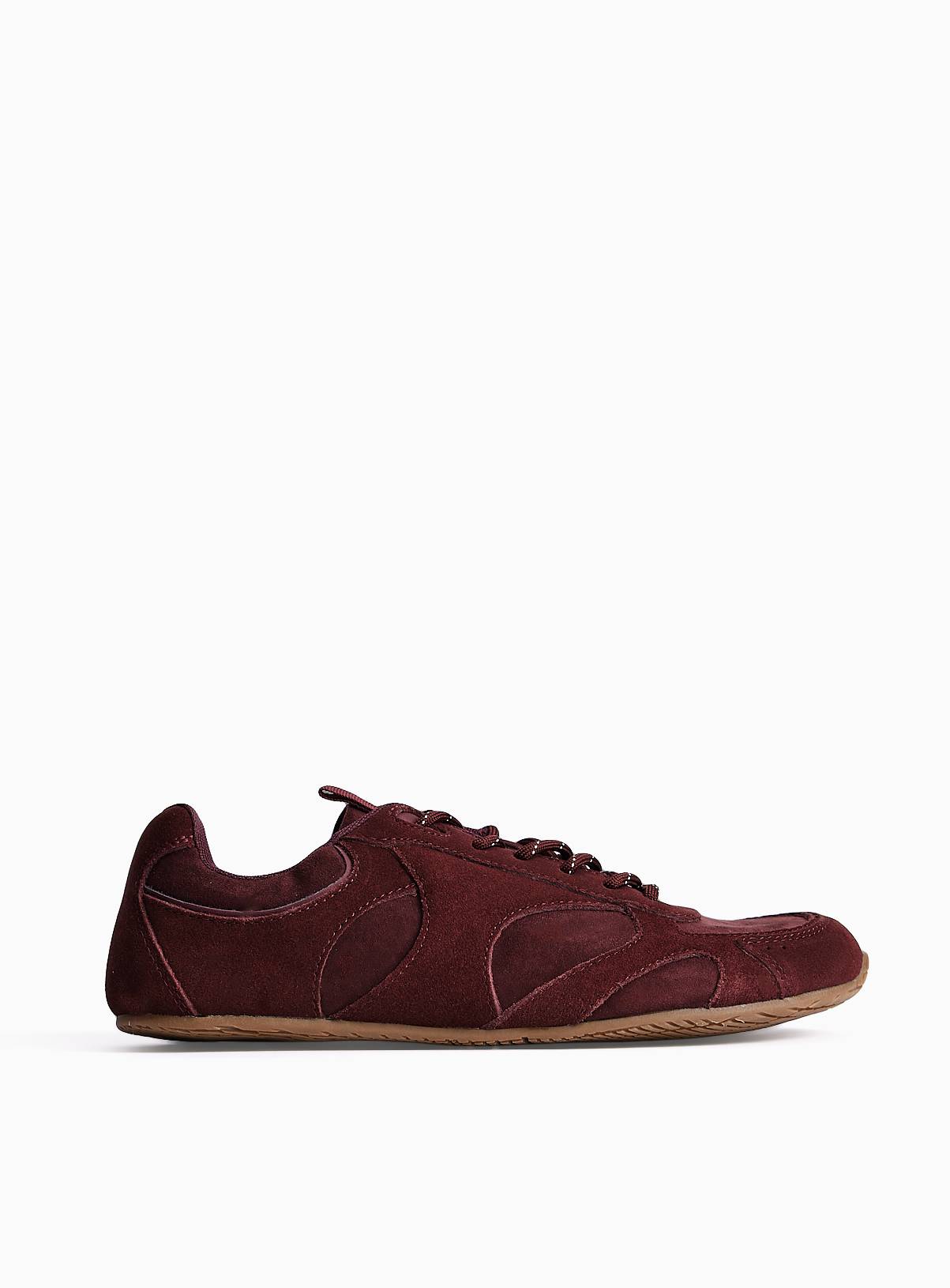 Dark Red Retro Sporty Suede Trainers 7 - Image 3